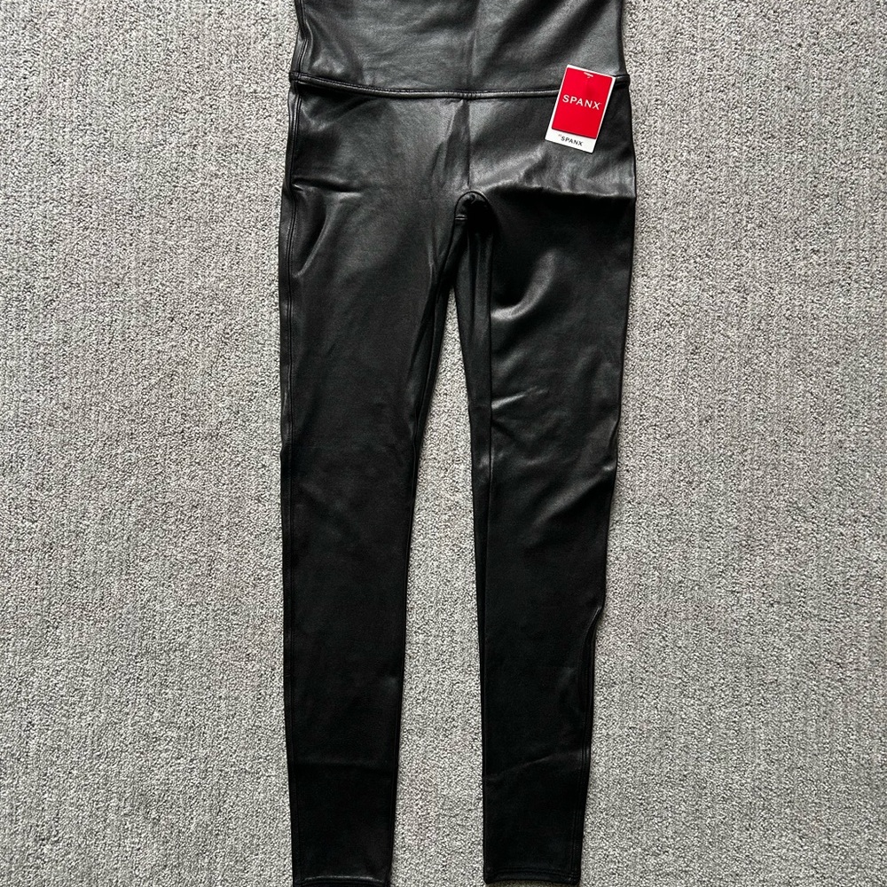 NWT SPANX Black Faux Leather Leggings